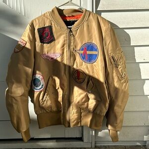 Patched Bomber Jacket from the brand American Stitch. Size Medium. Men’s.